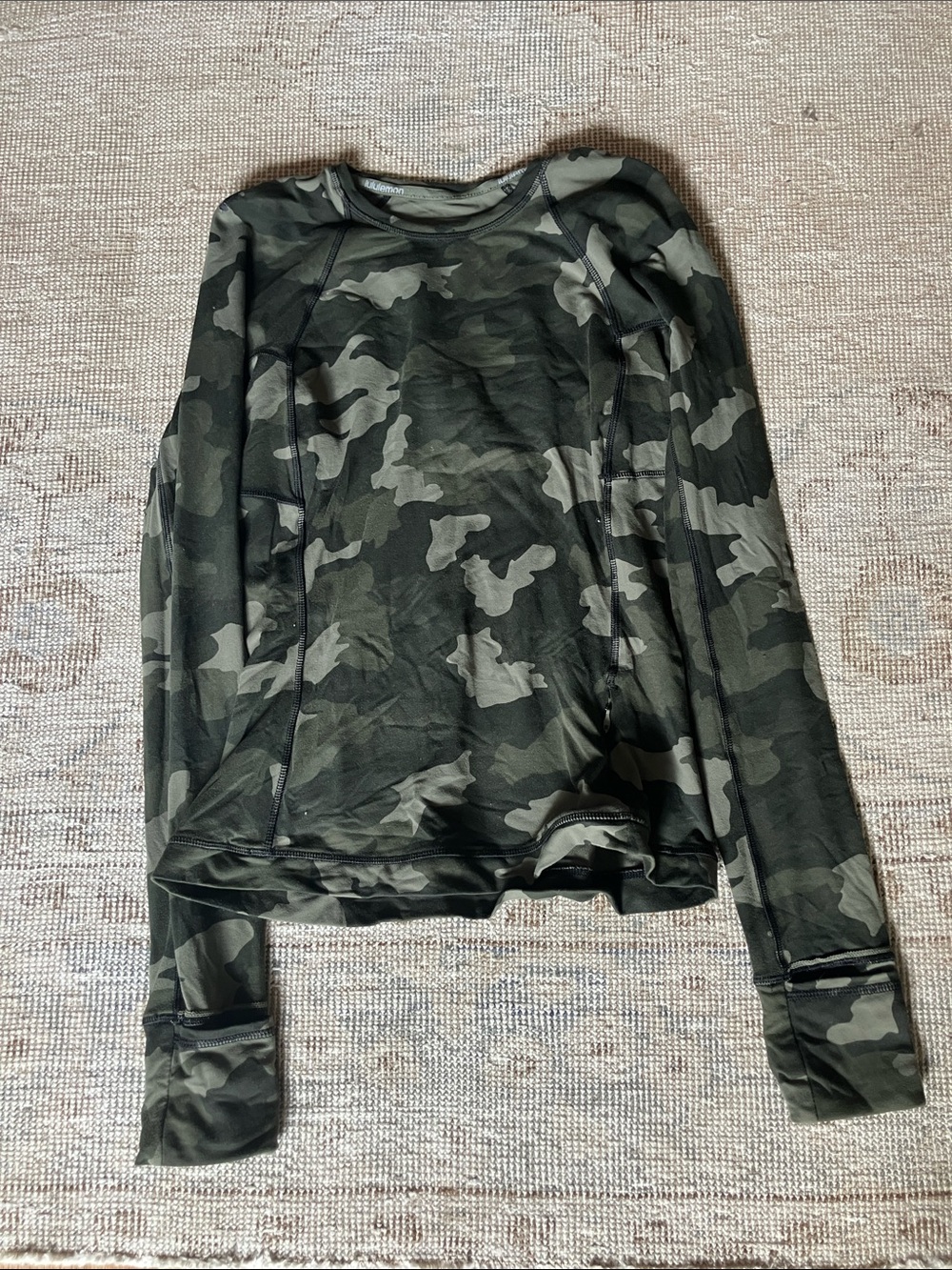 Lululemon Camouflage Long Sleeve Performance Top - Olive Green
